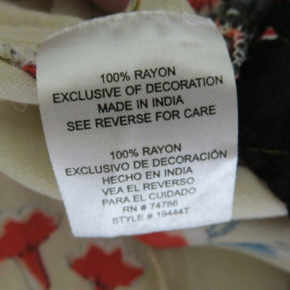 Patrons of Peace Peasant Dress Size L Floral  Boho Flowy Flounce Hem Red Black - Picture 12 of 14